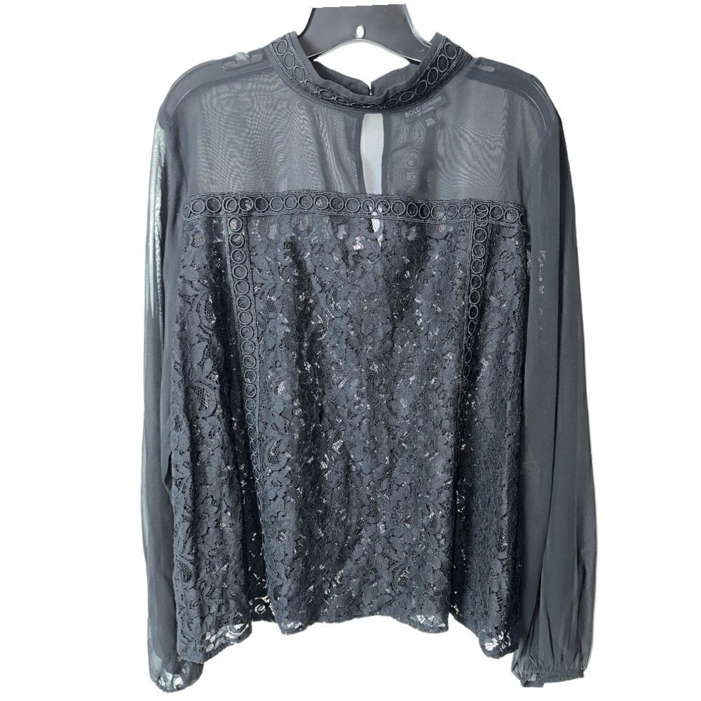 Bold Elements Blouse Mock Neck Long Sleeve Women’s Size XXL